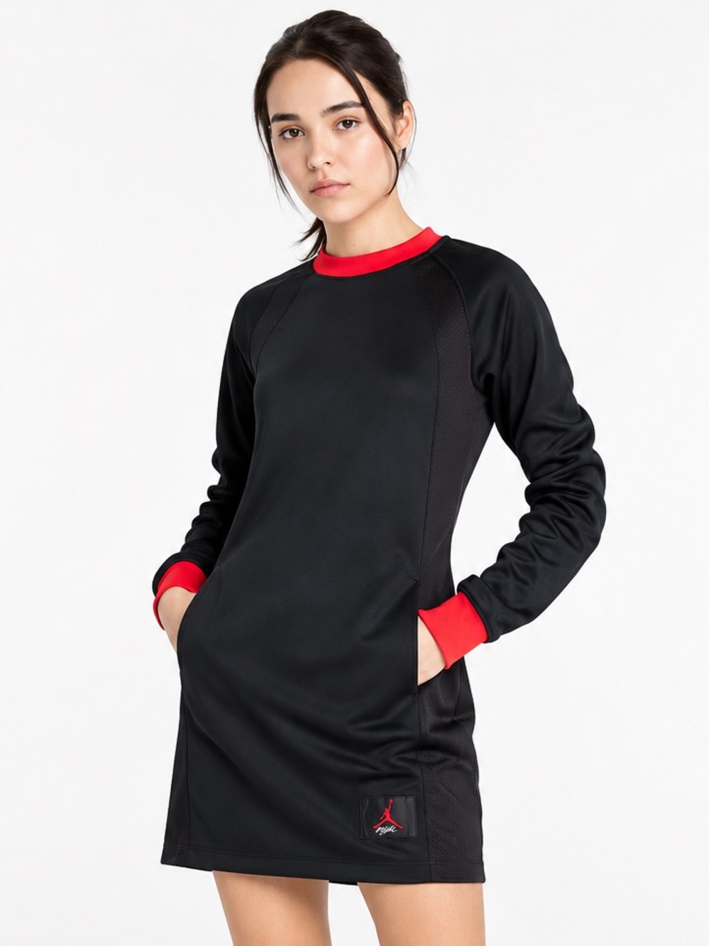 Air Jordan Flight Long Sleeve Black Red Mesh Athletic Sport Streetwear Dress M